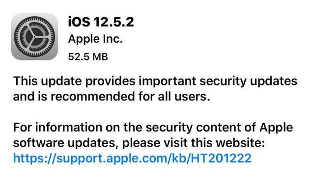 屯城镇苹果手机维修分享iOS12.5.2发布，建议所有老苹果用户安装 